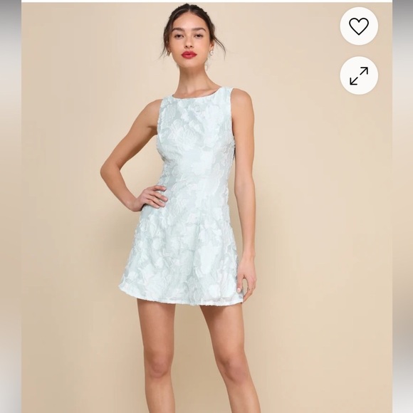 Lulu's Exquisite Moments light blue jacquard Sheath Mini Dress - Picture 1 of 14